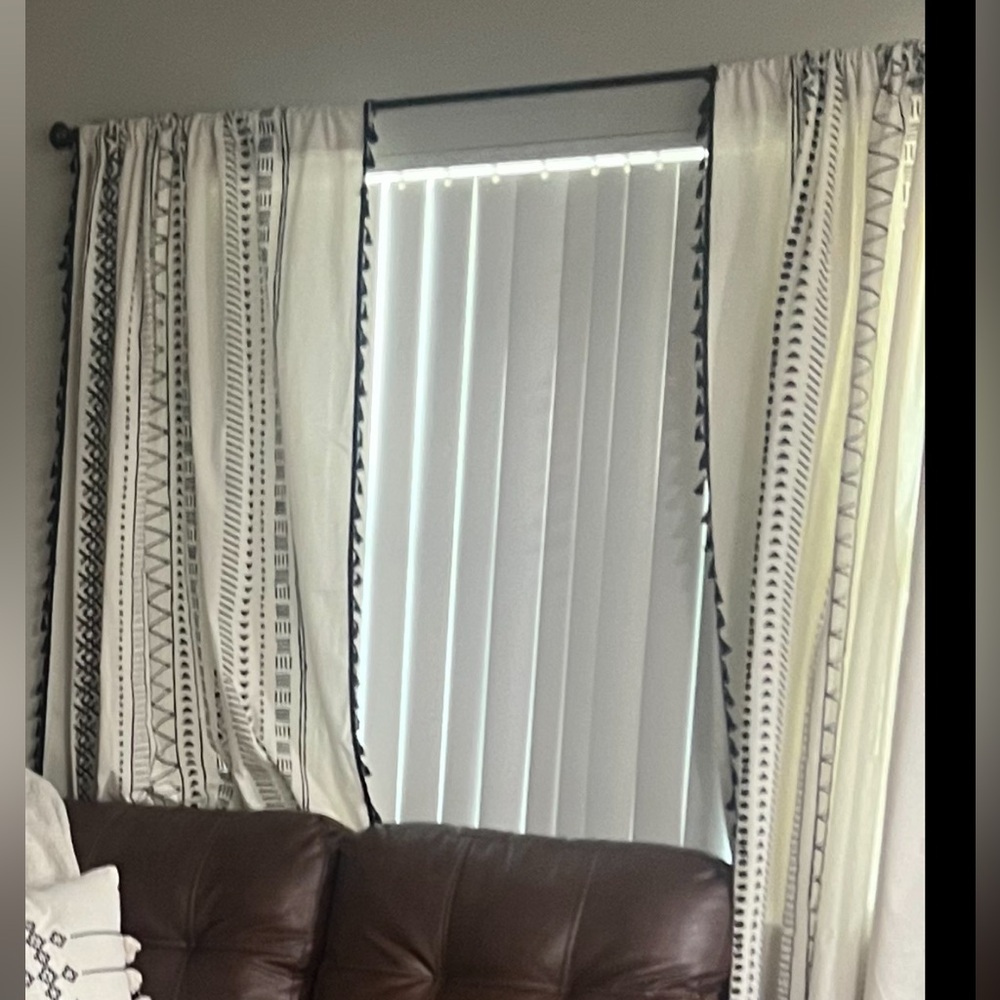 Cream boho curtains pattern fringe